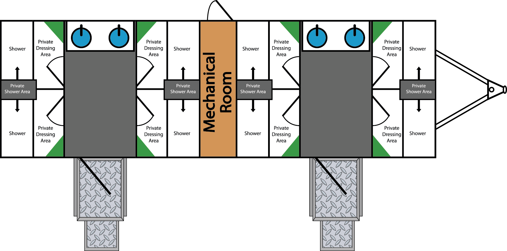 8 stall Dimesions Shower Trailer